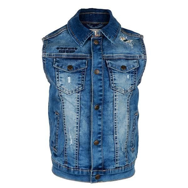 DENIM BLUE SLEEVELESS JACKET