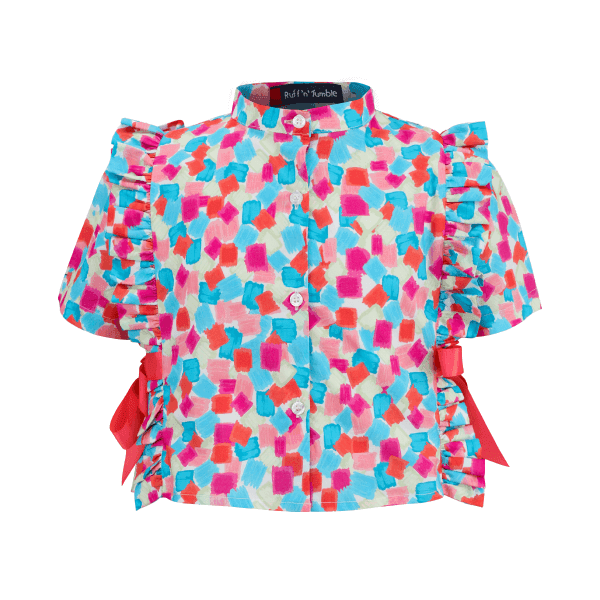 MULTICOLOUR PASTEL PRINT S/S BLOUSE