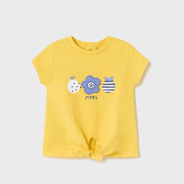YELLOW AND WHITE FLORAL PRINT S/S BLOUSE SET