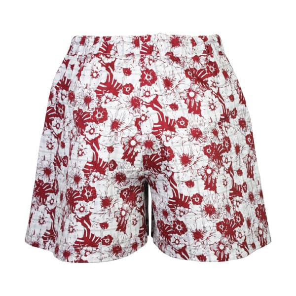 OFF WHITE & BURGUNDY BLOUSE AND SHORT SET