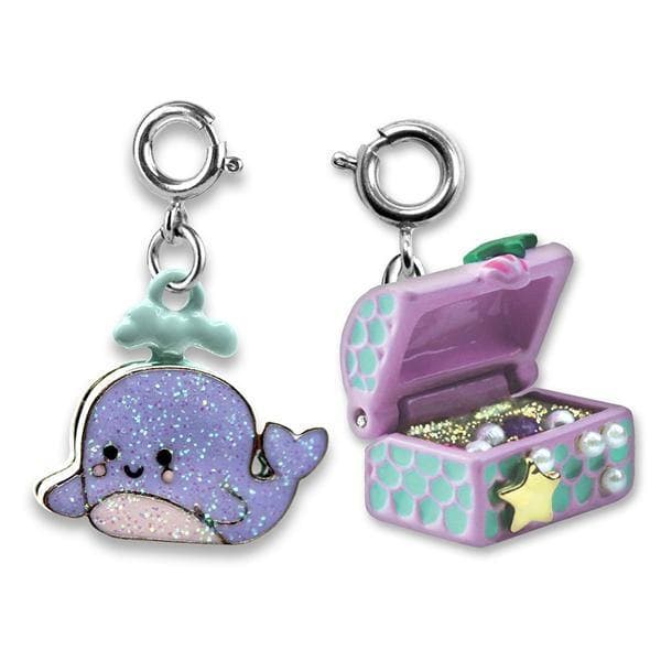 GLITTER WHALE AND TREASURE CHEST CHARM