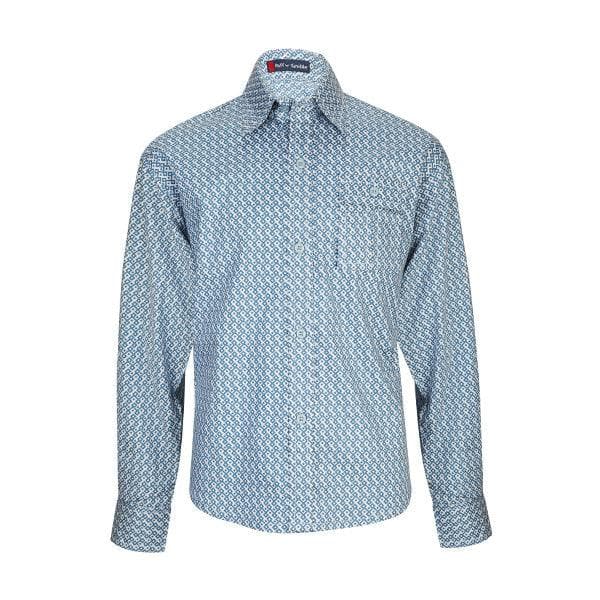 BLUE & GREY COTTON FLORAL SHIR