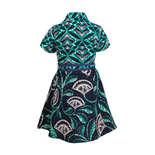 GREEN S/S ANKARA DRESS