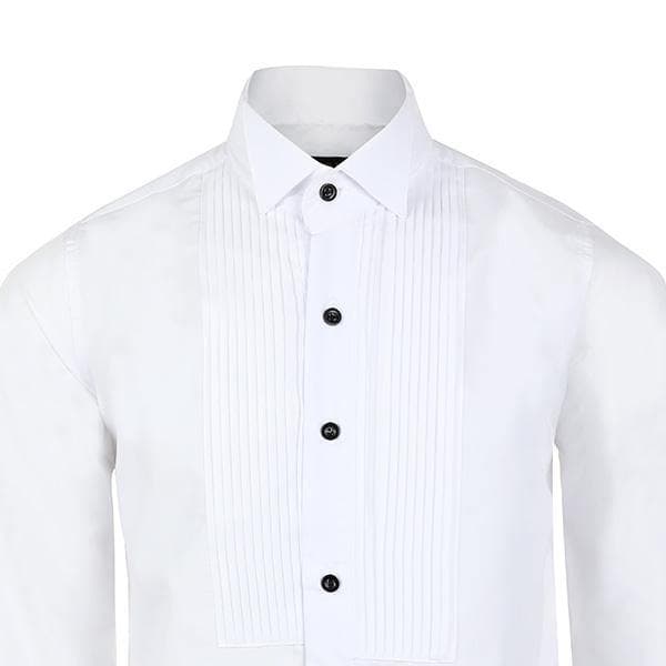 WHITE L/S WING COLLAR SHIRT