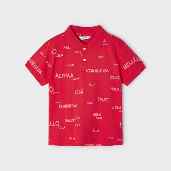 RED PRINT POLO TEE