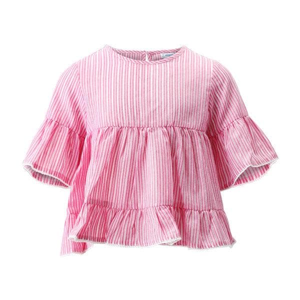 PINK BLUE STRIPE BLOUSE