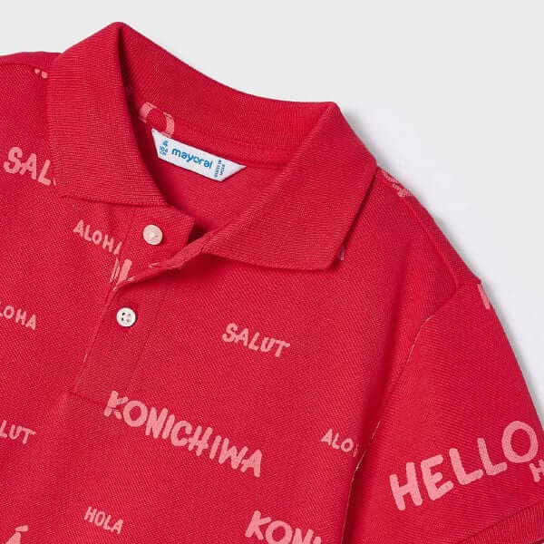 RED PRINT POLO TEE