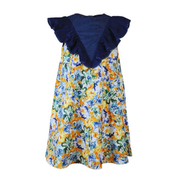 MULTICOLOUR POLKA DOT FLORAL A-LINE DRESS