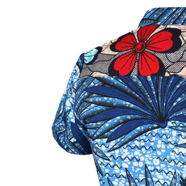 BLUE CLASSIC COLLAR ANKARA S/S SHIRT