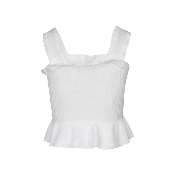 WHITE RIB KNIT BLOUSE