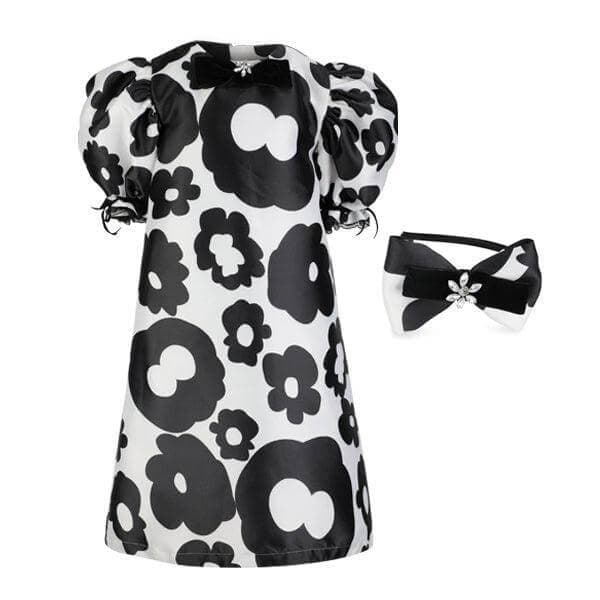 BLACK/WHITE MIKADO DRESS