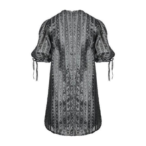 DIM GREY SEQUENCE NET A-LINE DRESS