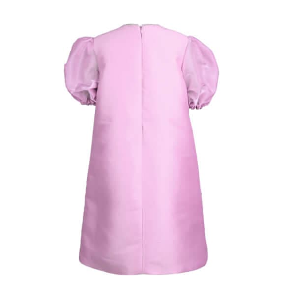 LILAC PUFF SLEEVE BEADED A-LINE DRESS