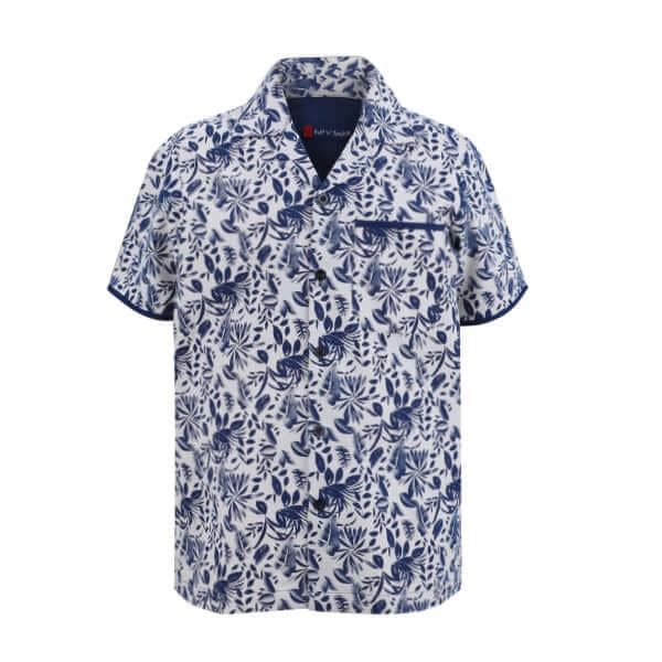 NAVY BLUE S/S CUBAN COLLAR SHORT SET