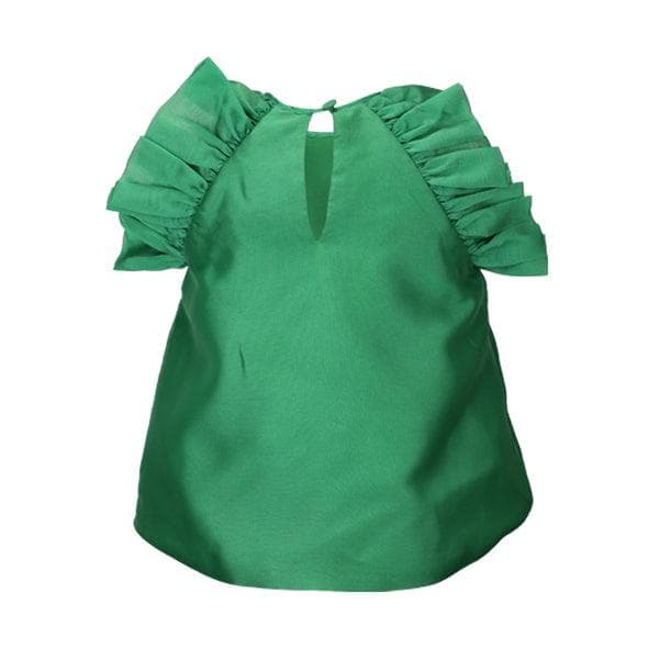 GREEN MIKADO DRESS SET W/HAIRBOW