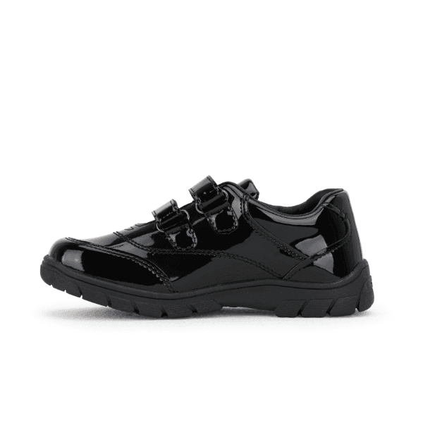 BLACK PATENT DOUBLE VELCRO SCHOOL SHOES