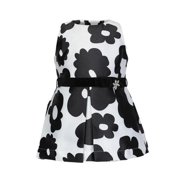 BLACK/WHITE MIKADO DRESS WITH HAIRBOW