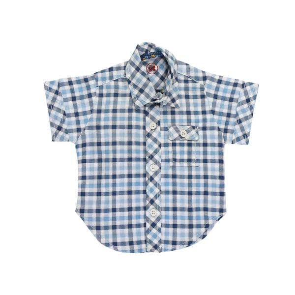 WHITE/NAVY&LIGHT BLUE CHK SHT Image