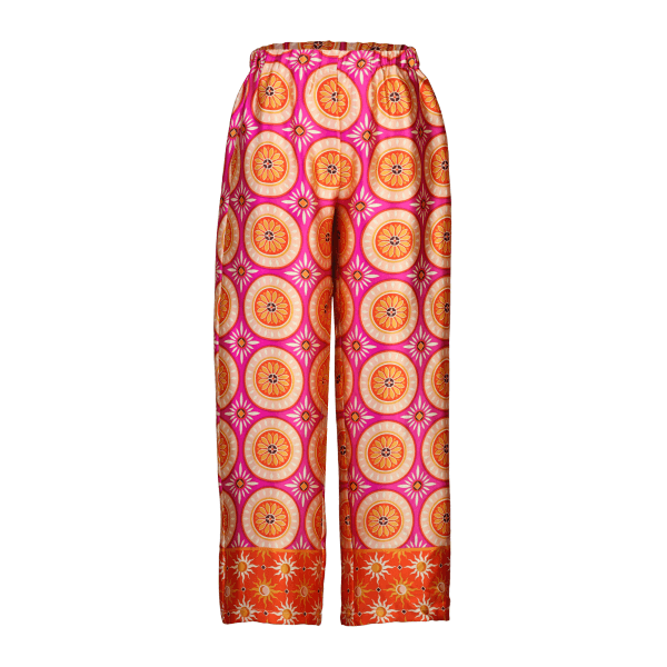 ORANGE & PEACH S/S SILK CUBAN SHIRT & TROUSER SET