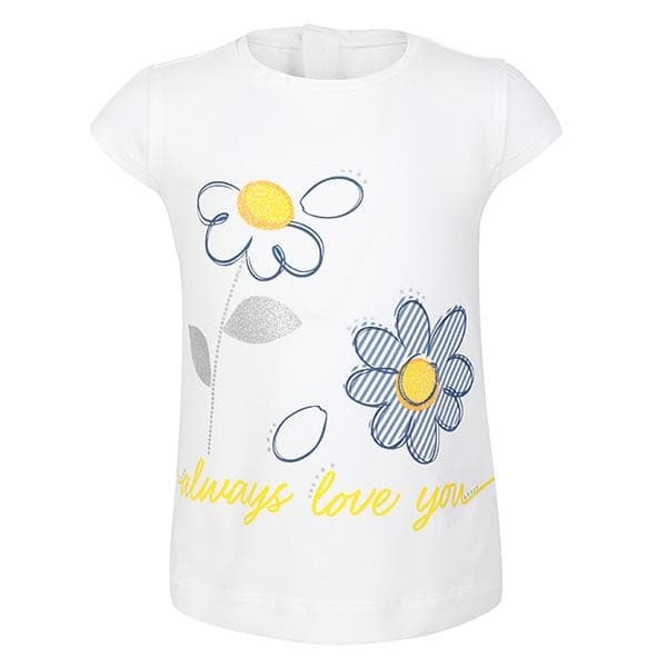 WHITE S/S SUNFLOWER PRINT TEE