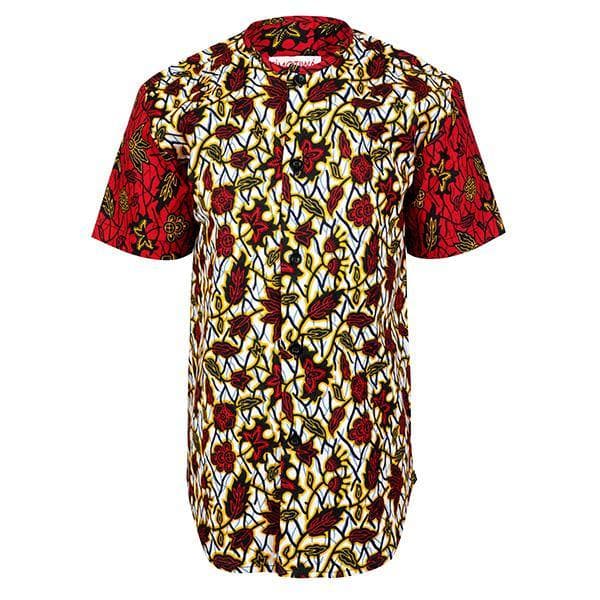 WINE S/S MIXED ANKARA  SHIRT Image