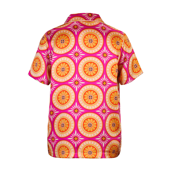 ORANGE & PEACH S/S SILK CUBAN SHIRT & TROUSER SET