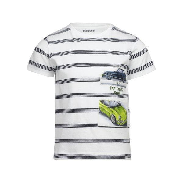 NAVY SHORT SLEEVE STRIPES T-SHIRT Image