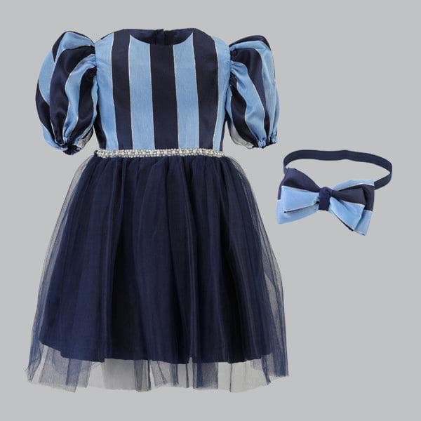 DAMASK DRESS WITH HAIRBOW