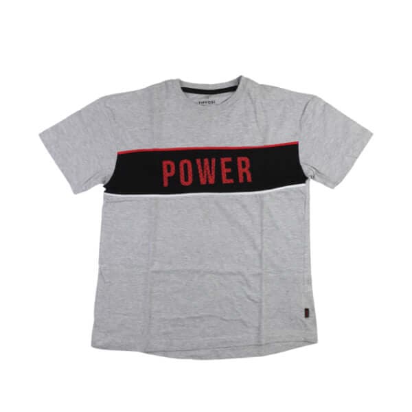 GREY S/S 'POWER' PRINT TSHIRT