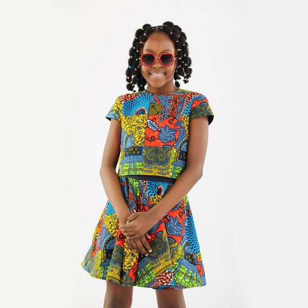 MULTICOLOR ANKARA PRINT SKIRT SET