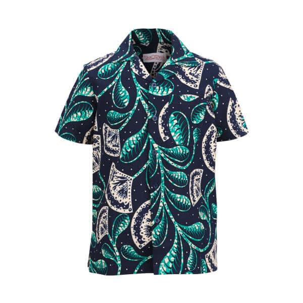 GREEN S/S CUBAN COLLAR ANKARA SHORT SET
