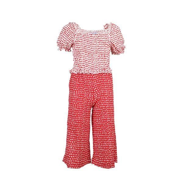 RED POLKADOT MIXED JUMPSUIT