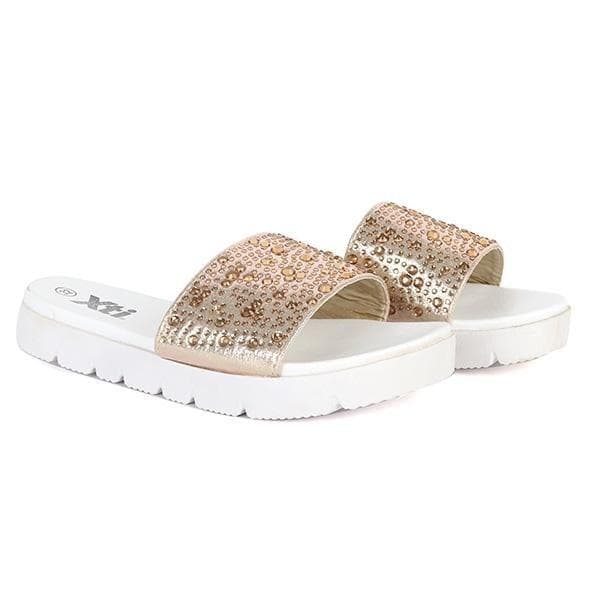 FANCY SLIP ON GOLD SLIPPERS