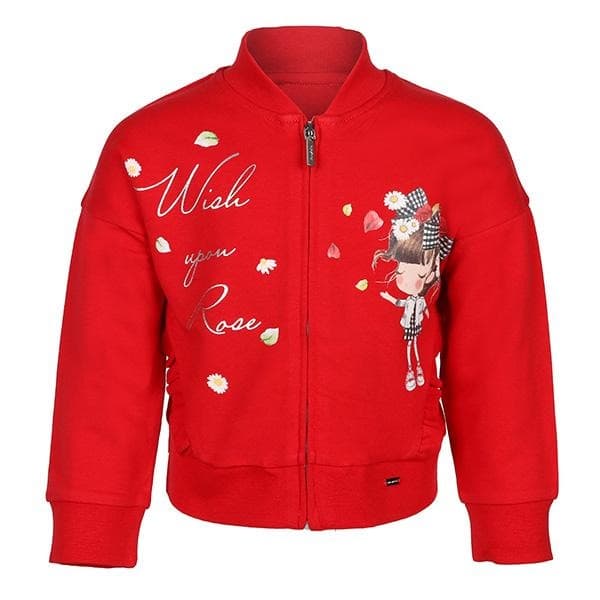 RED L/S PRINT ZIPPER JACKE