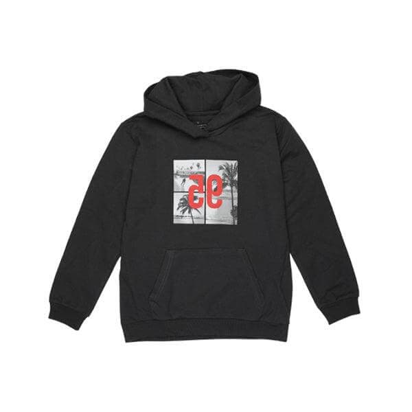 GREY L/S PRINTED HOODIE PULLOVER