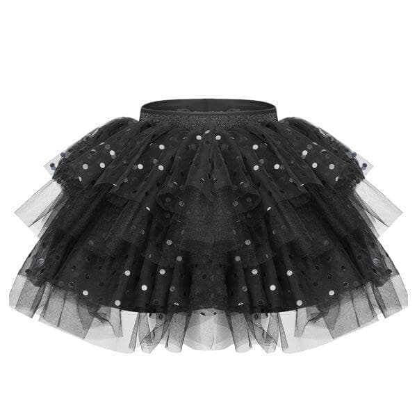 BLACK LAYERED NET SKIRT