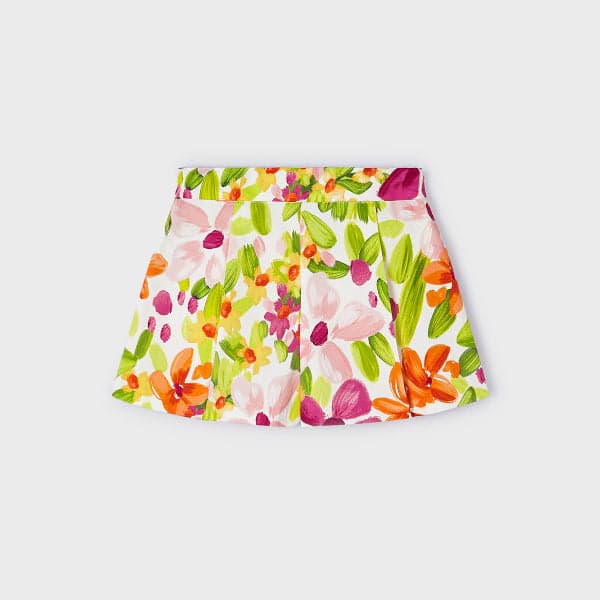 MULTICOLOR FLORAL SATIN SKORT