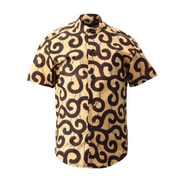 BOYS YELLOW ANKARA SHORT SLEEVE SHIRT