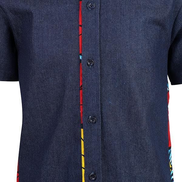 LIGHT DENIM W/ ANKARA SHIRT
