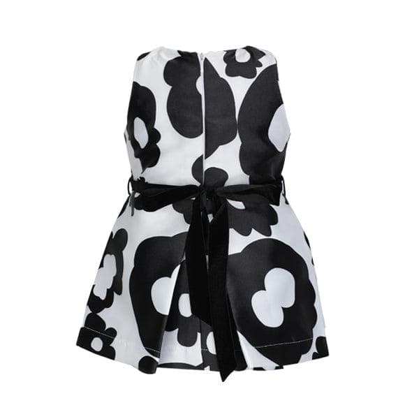 BLACK/WHITE MIKADO DRESS WITH HAIRBOW