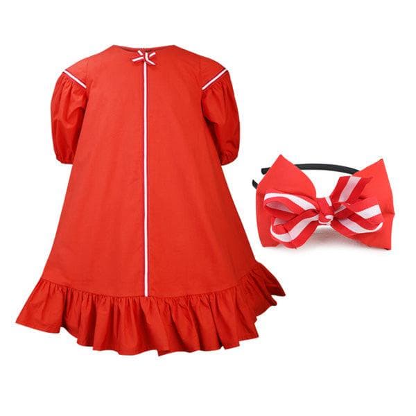RED  SWING DRESS WITH HAIR BOW