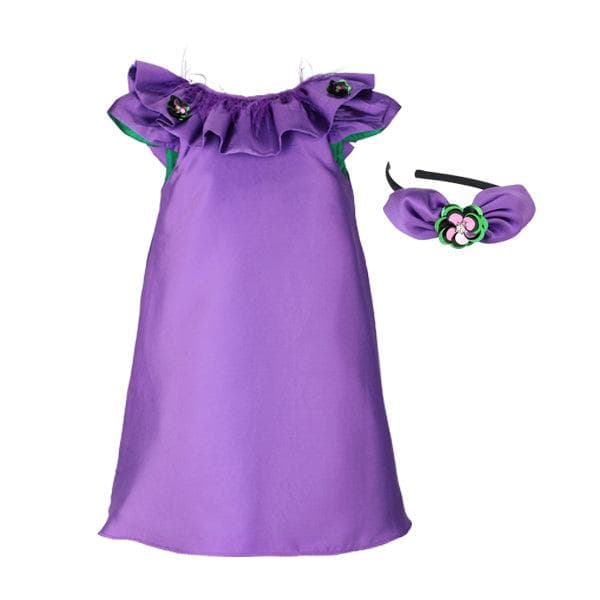PURPLE MIKADO DRESS WITH HAIRBOW