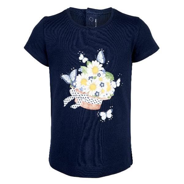 NAVY S/S FLOWER PRINT TEE