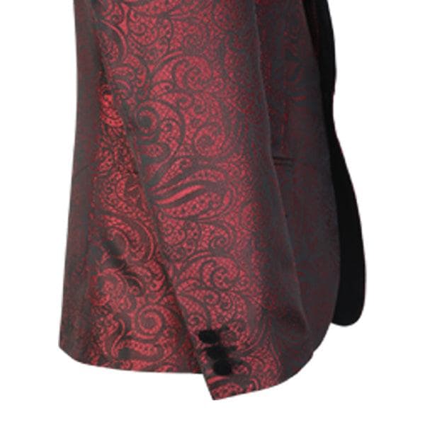 RED DAMASK 3PC SUIT WITH BOW-TIE