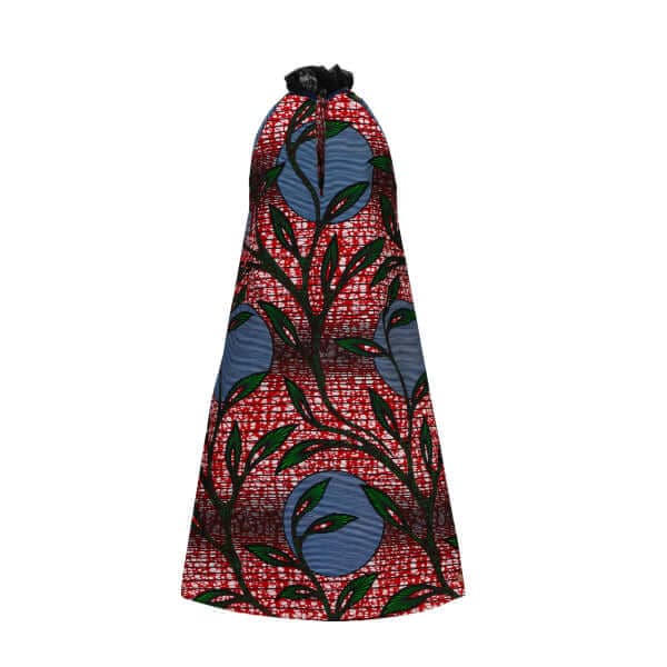RED A-LINE SLEEVELESS ANKARA DRESS