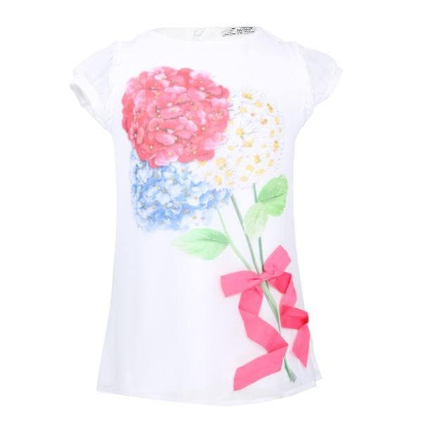 WHITE FLOWER APPLIQUE DRESS