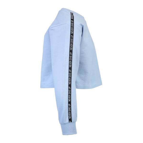 BLUE L/S 'NEVER GIVE UP' STRIP SWEATER