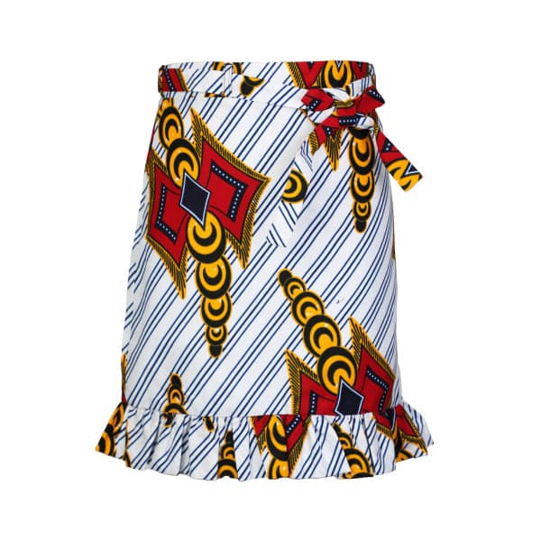 NAVY BLOUSE AND MULTICOLOUR ANKARA SKIRT SET