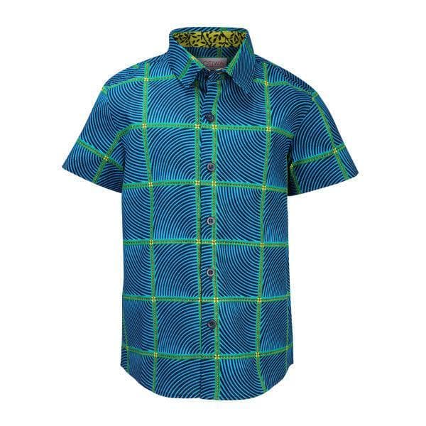 BLUE ANKARA S/SLEEVE SHIRT