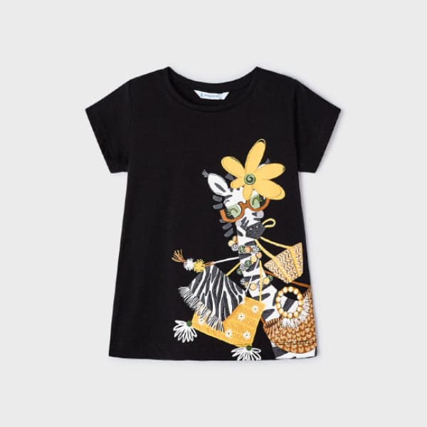 BLACK S/S PRINT TSHIRT
